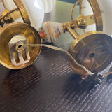 Pair of brass and opaline sconces