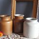 4 old stoneware mustard pots, lab Lagny, vintage France circa 1950/1960