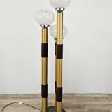 Mid-Century Murano Glass Floor Lamp in Wood and Metal with 3 Light Points
