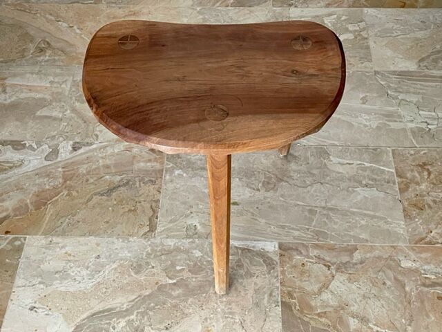 Vintage wooden tripod stool 1950