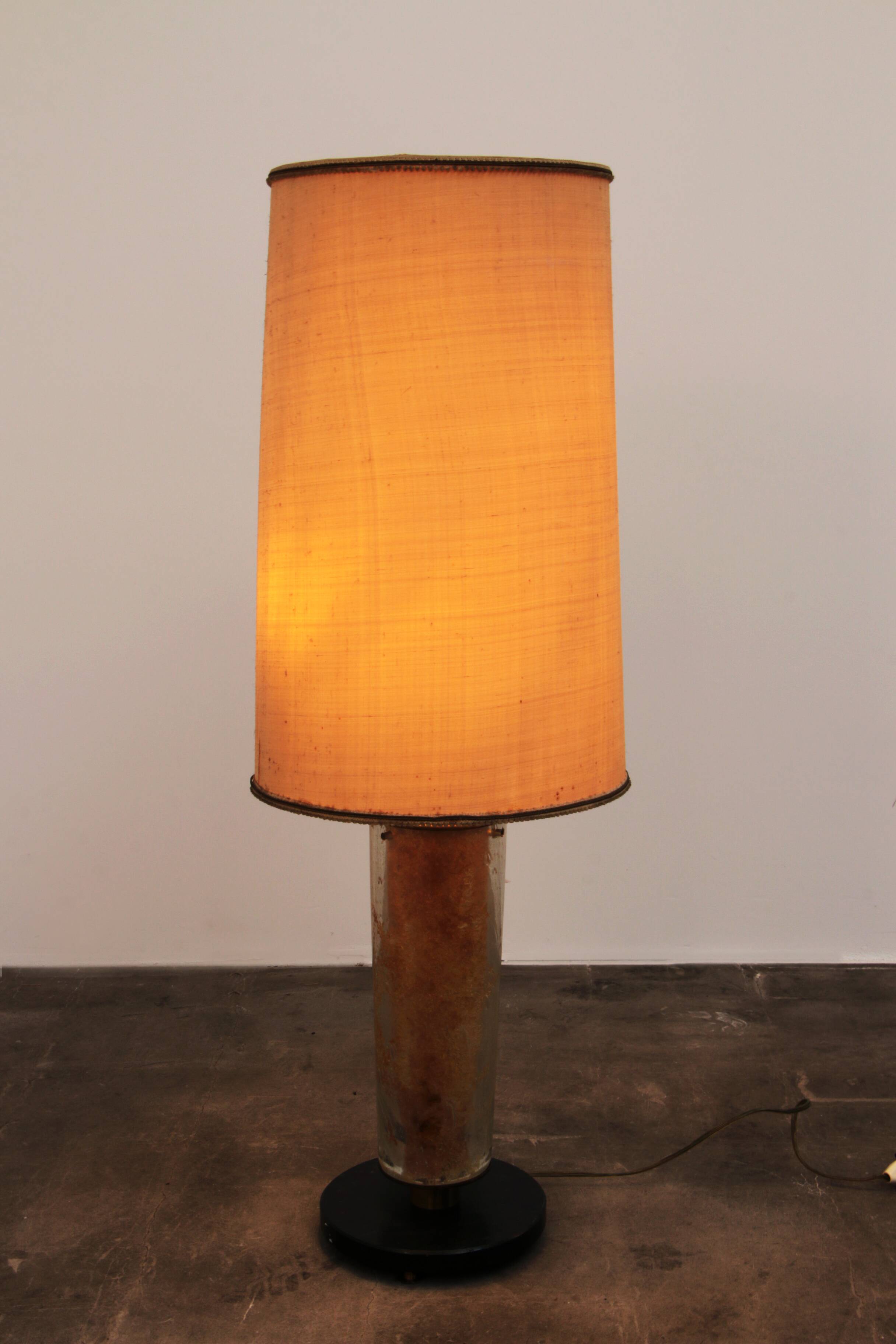 Brutalist Table Lamp Marble & Glass, Vintage 1980