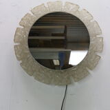 Egon hillebrand round acrylic illuminated mirror with lightening, 1970's germany