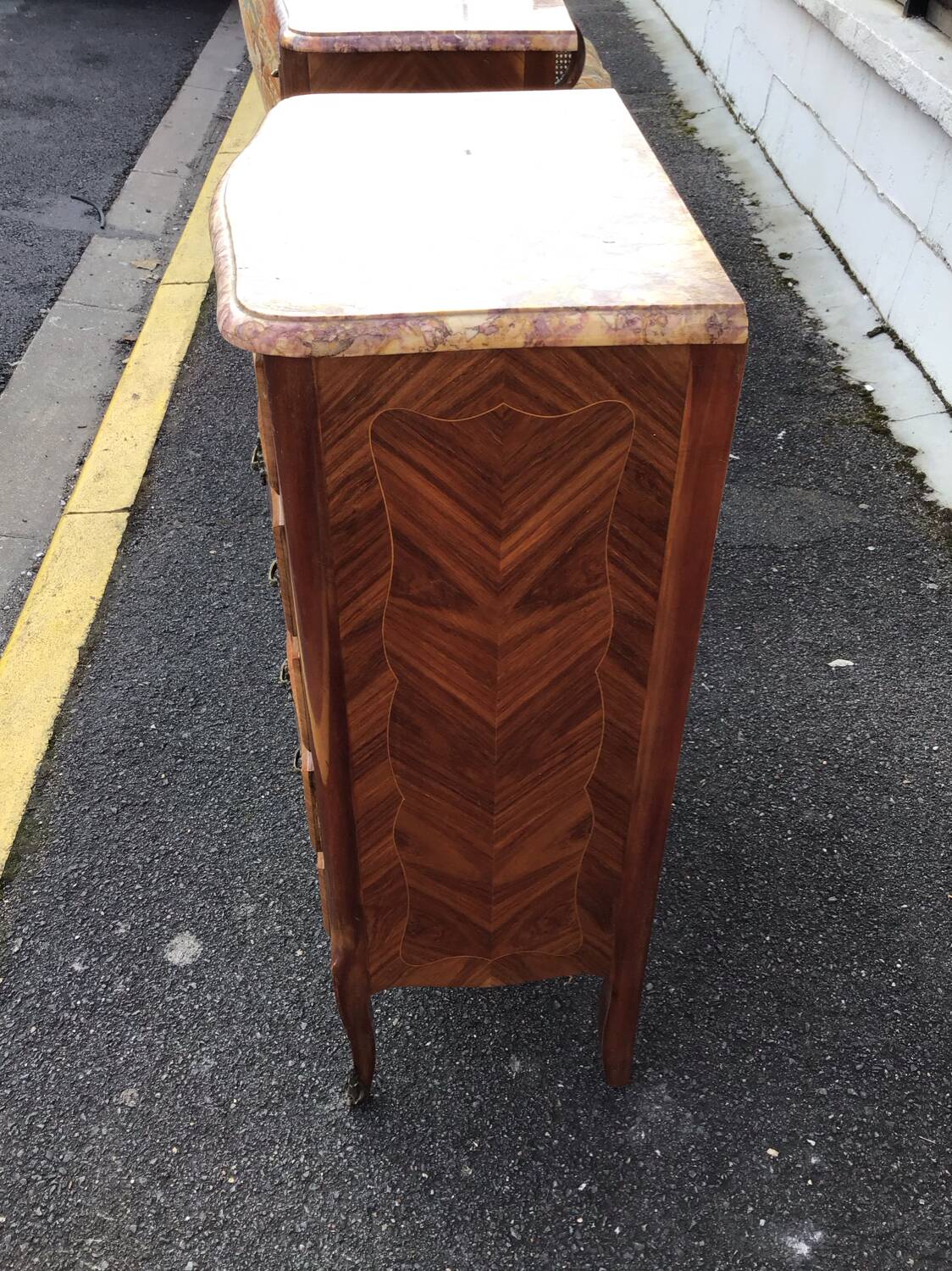 Pair of Louis XV style marquetry chiffonniers