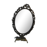 Psyche table mirror on brass stand