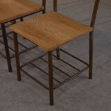 Set of 4 industrial chairs with oak seats, 1950s