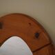 Large oval wall mirror in solid pine by Glasmäster Markaryd, Sweden, 1960s.