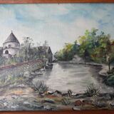 Oil painting on panel, landscape, signed