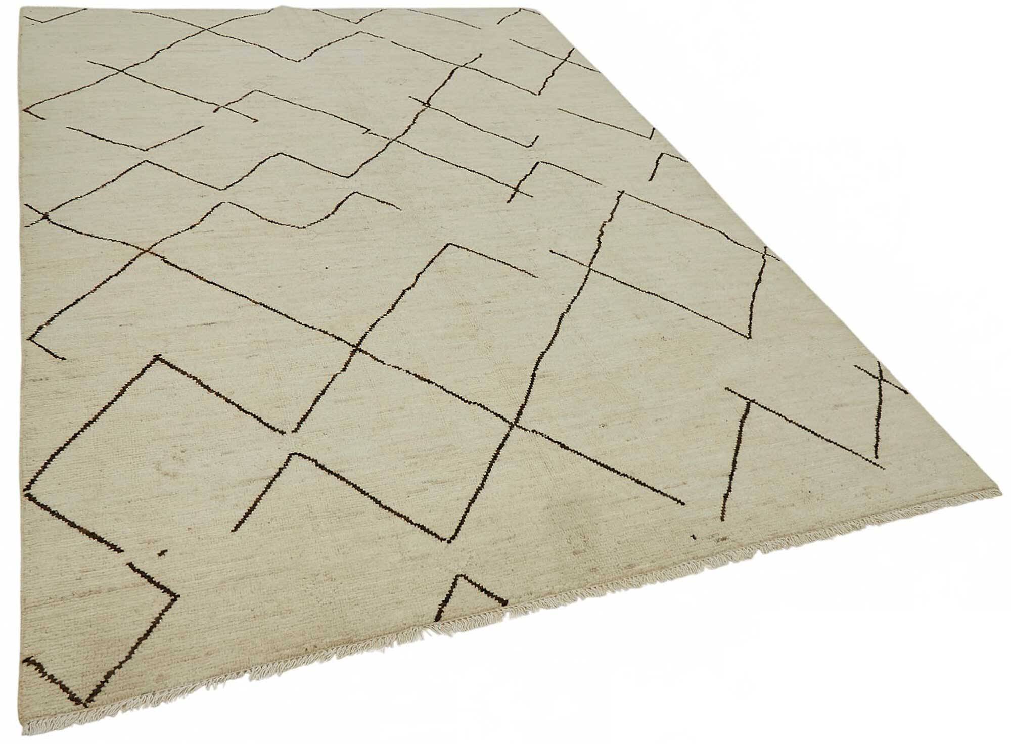 Handwoven Tribal One of a Kind 208 cm x 294 cm Beige Wool Carpet