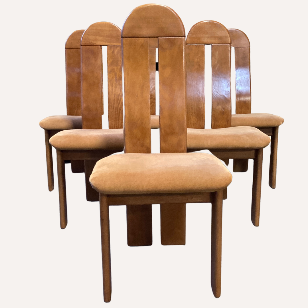 Organic brutalist modernist Dutch design dining chairs set of 6. 1970s - 1980s