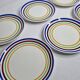 Dessert set, six dessert plates in Gien earthenware, 19 cm