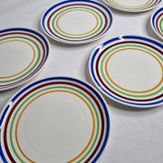 Dessert set, six dessert plates in Gien earthenware, 19 cm