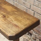 Brutalist console in solid wood worked with gouge & wrought iron, France 1950s