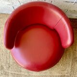 Curl armchair in red leather by Roche Bobois