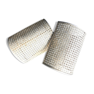Pair of canning and wicker sconces