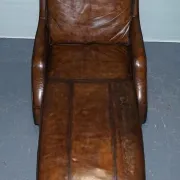 Chaise Longue en Cuir Teint à la Main