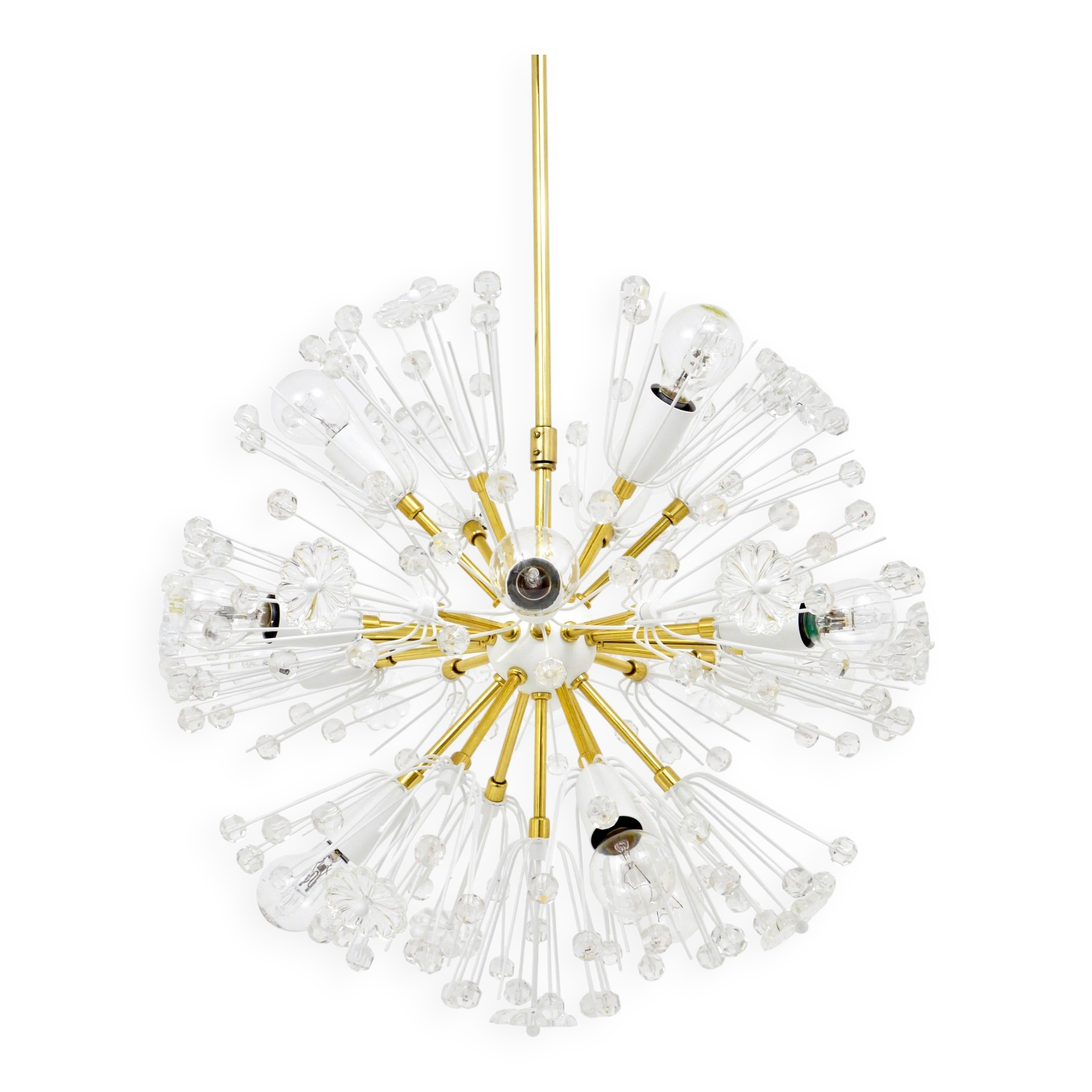 Lustres blowball Sputnik en laiton par Emil Stejnar, Rupert Nikoll, Autriche, années 1950