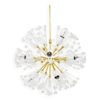 Brass blowball Sputnik chandeliers by Emil Stejnar, Rupert Nikoll, Austria, 1950s.