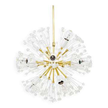 Brass blowball Sputnik chandeliers by Emil Stejnar, Rupert Nikoll, Austria, 1950s.