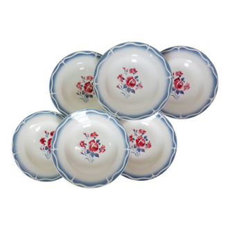 6 hollow plates Digoin Sarreguemines Nina Rosa 210431