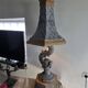 Monumental lamp with a dolphin in cast iron and lead scales - 110cm