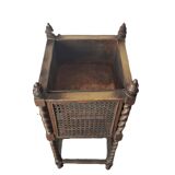 Antique Caned Fern Planter on Spiral Turned Legs
