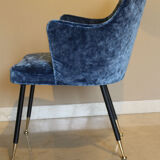 Armchair in blue velvet, Italy 1950s