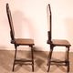 pair of stools in walnut and marquetry - 19th century