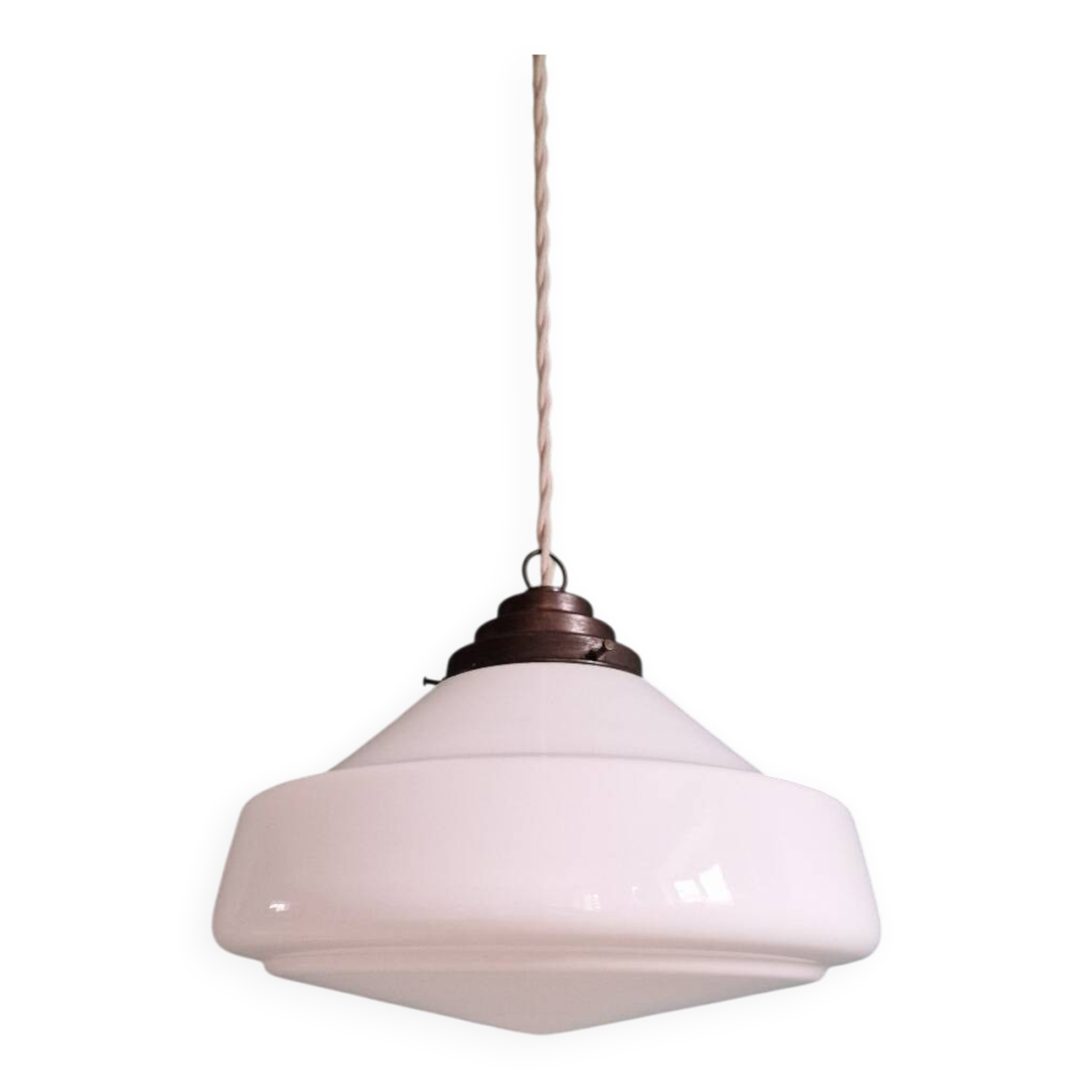 Art Deco Philips suspension in white opaline, Phililite series, 1930.