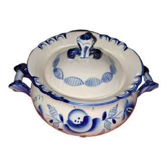 Vintage Gzhel porcelain sugar bowl