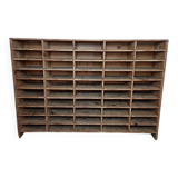 Wooden sorting cabinet with 50 compartments.