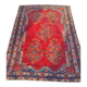 Tapis d'Orient vintage en laine noué main rouge et bleu
