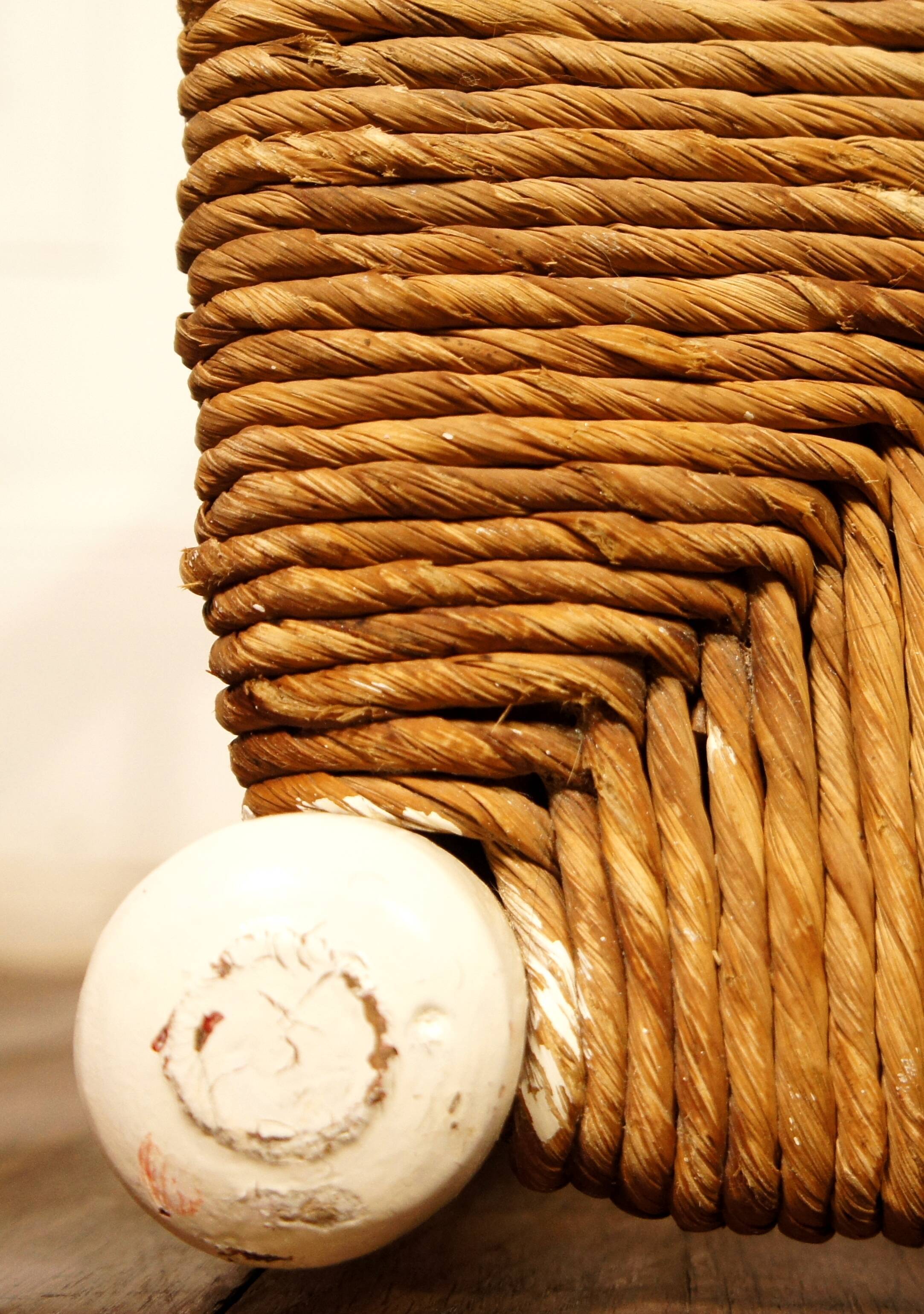 Old stool in wood & straw