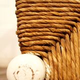 Old stool in wood & straw