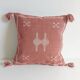 Coussin en lin marocain fait à la main, rose et crème, style mauresque, neuf