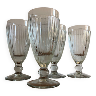 Lot de 4 coupes à glaces bistrot en verre moulé