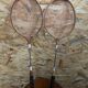 Pair old racket badminton odc wood sport vintage