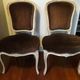 A pair of Louis XV style armchairs in wood and velvet fabrics
