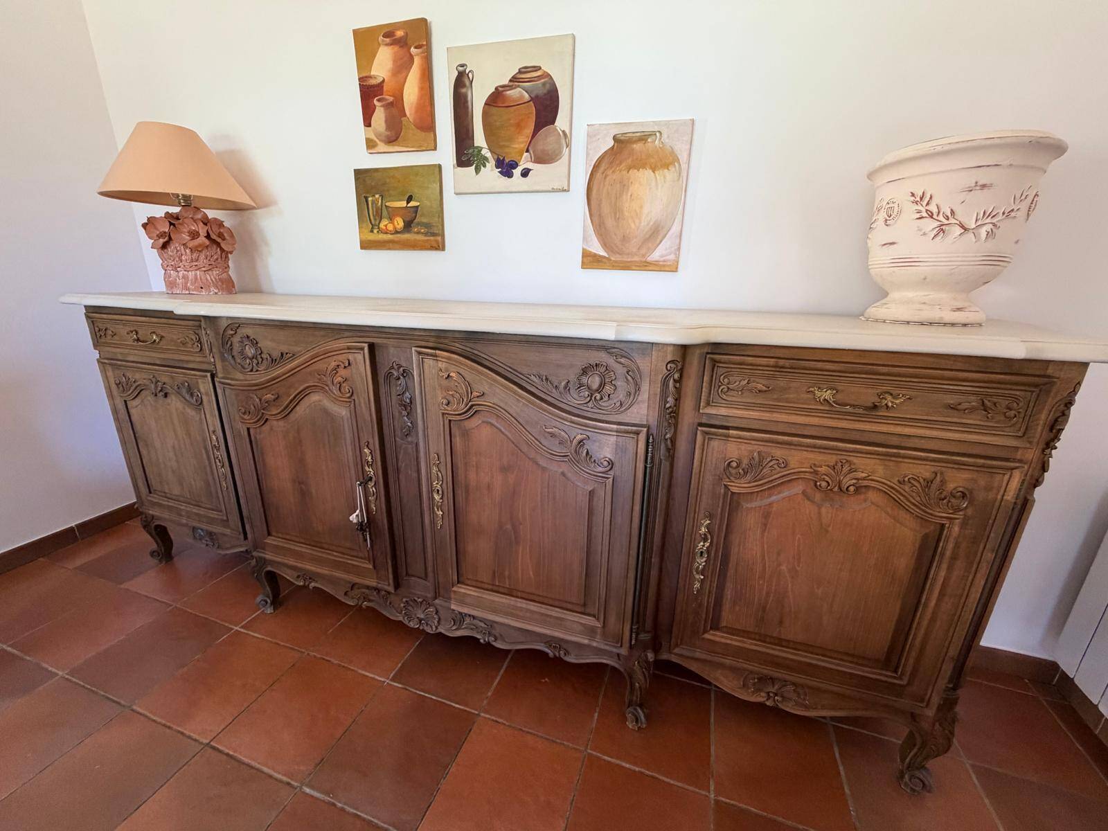 Large walnut sideboard in Louis XV style
