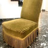 Fauteuil crapaud boudoir art déco vintage vert kaki