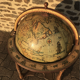 Vintage world map bar in wood