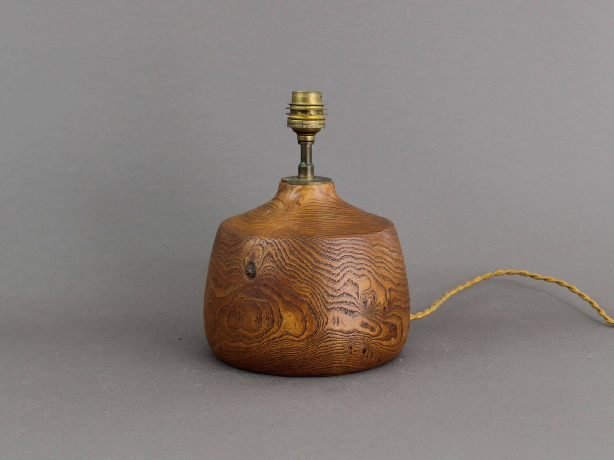 Vintage 50s solid elm wood lamp base