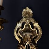 Large pair of gilt bronze wall sconces in the Louis XVI style.