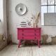 Commode rotin rose vintage