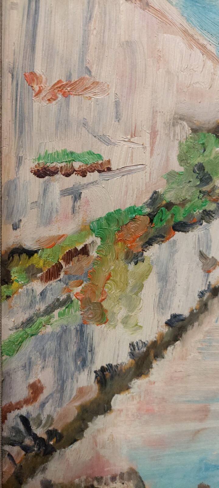 Rare oil painting Giuseppe Serafini view of the Arno Montelupo Fiorentino 1962