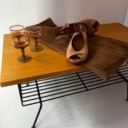 Vintage coffee table wood metal brass 1950s