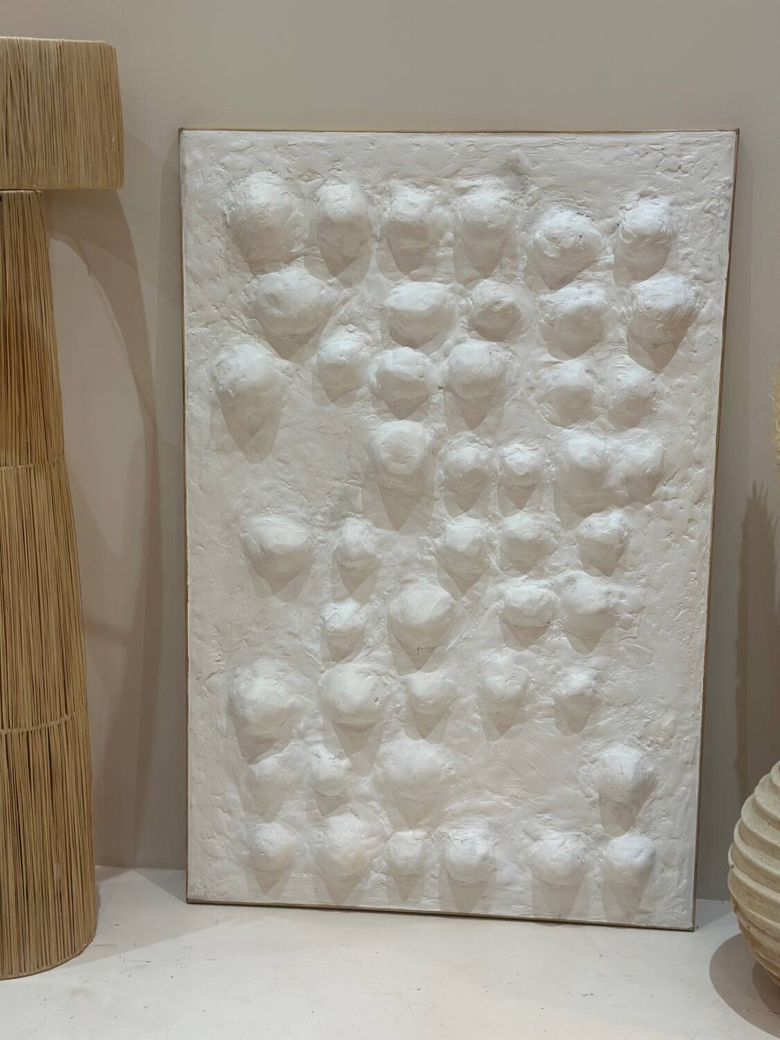 Tableau contemporain texturé relief 3D minimaliste - murmures blancs