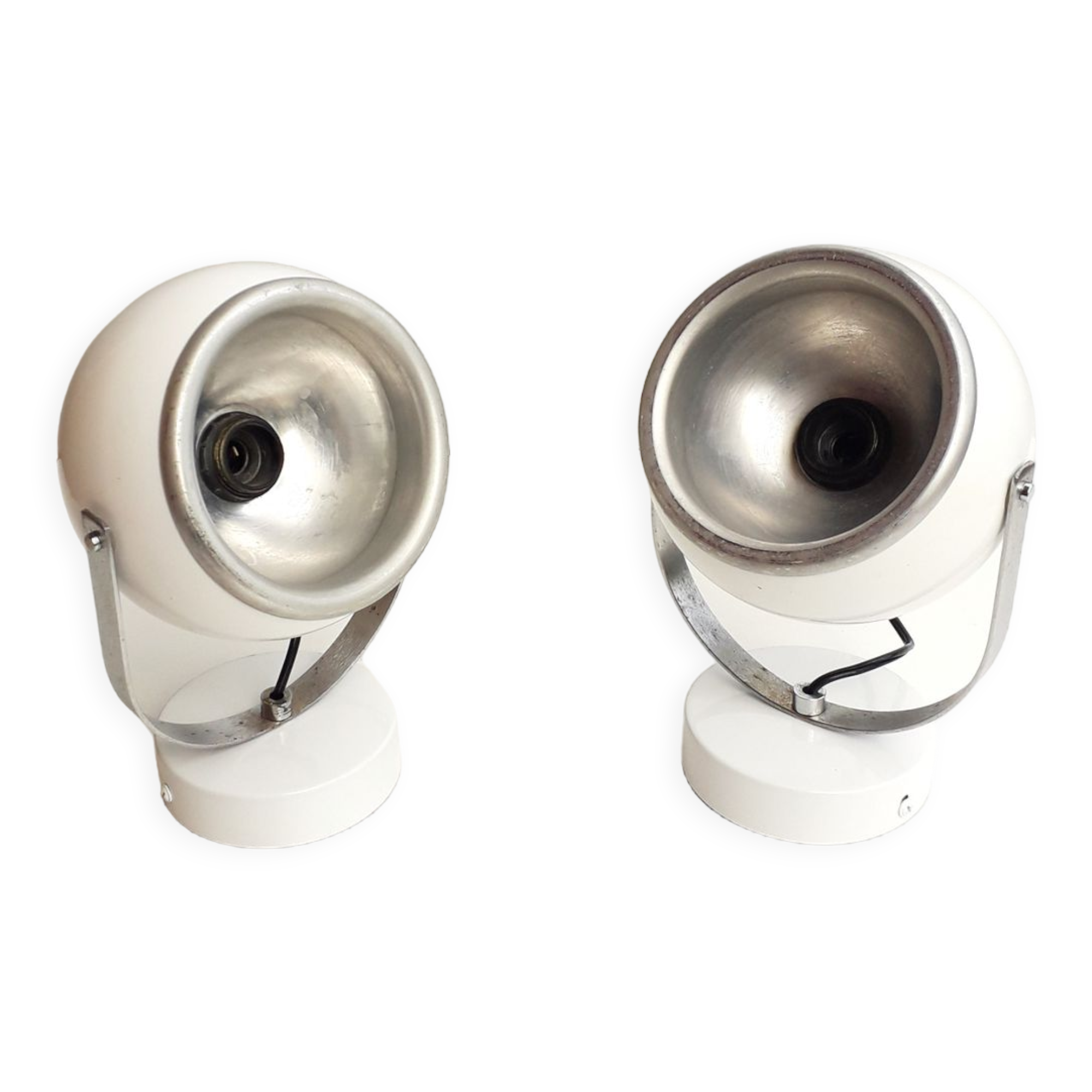 Pair of wall lights eyeball - lacquered white -1970