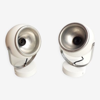 Pair of wall lights eyeball - lacquered white -1970