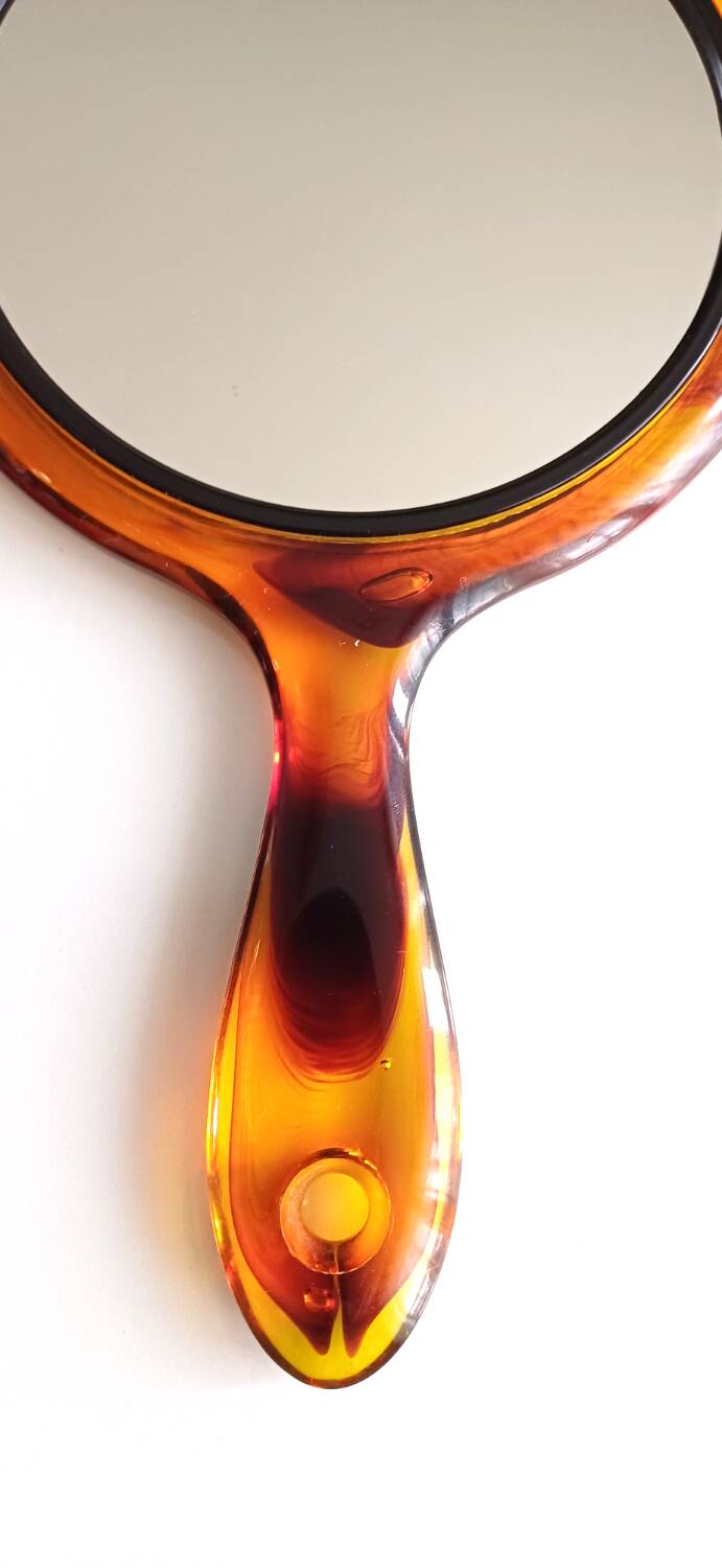 Miroir à main double face plastique écaille de tortue