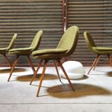 Suite of 4 chairs by Miroslav Navratil Wood resin and fabric Year 60
